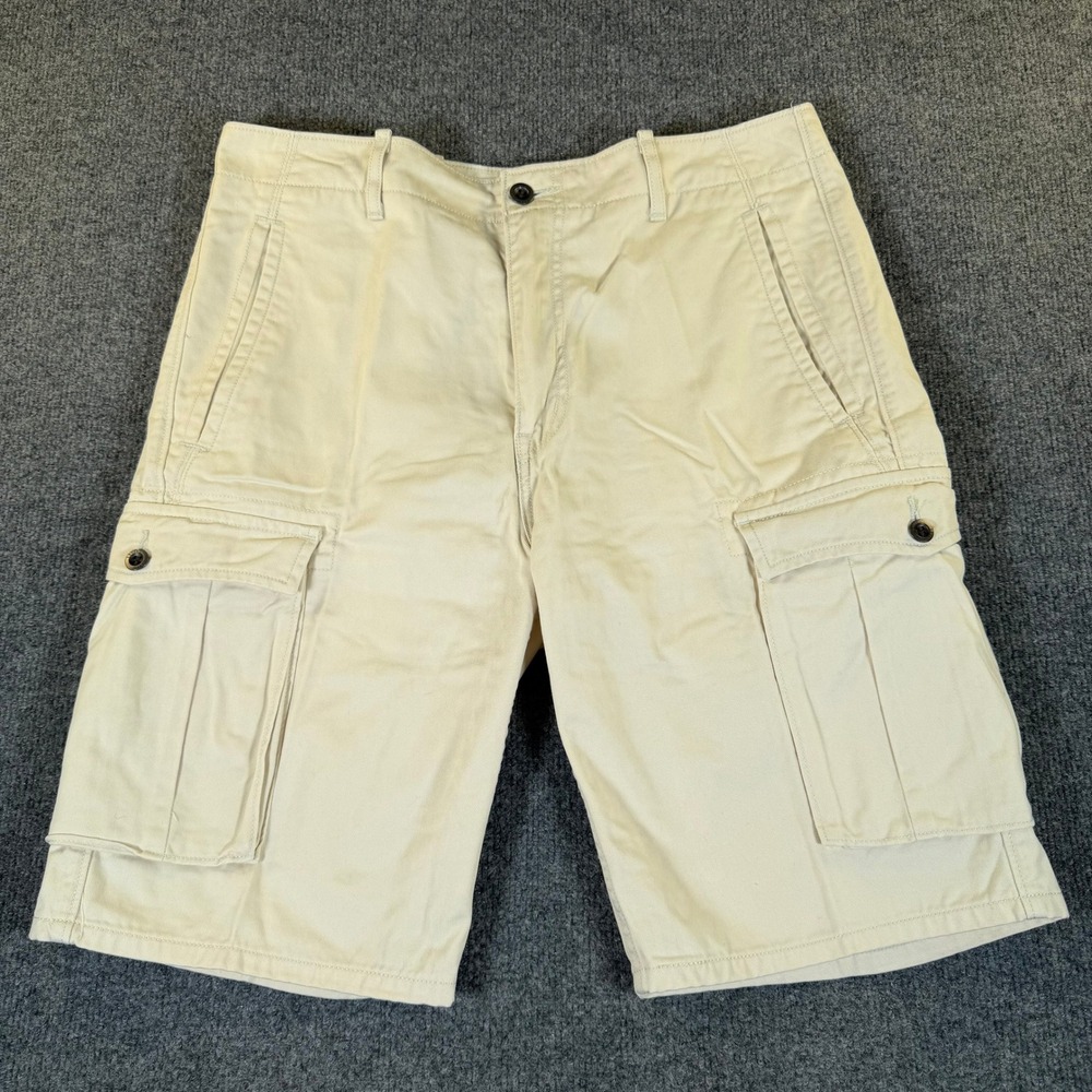 Levis Mens Cargo Shorts W33 Cream Beige Cotton Twill Utility 12463-0028 #4056
